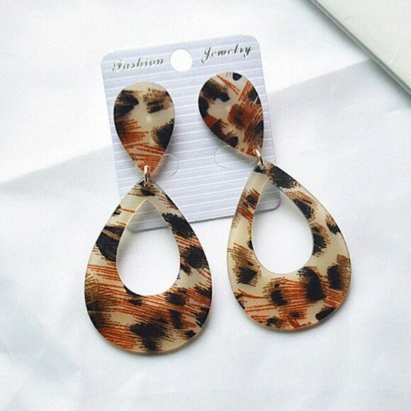 Geometric Animal Print Acrylic Earrings - Picture 4 of 6